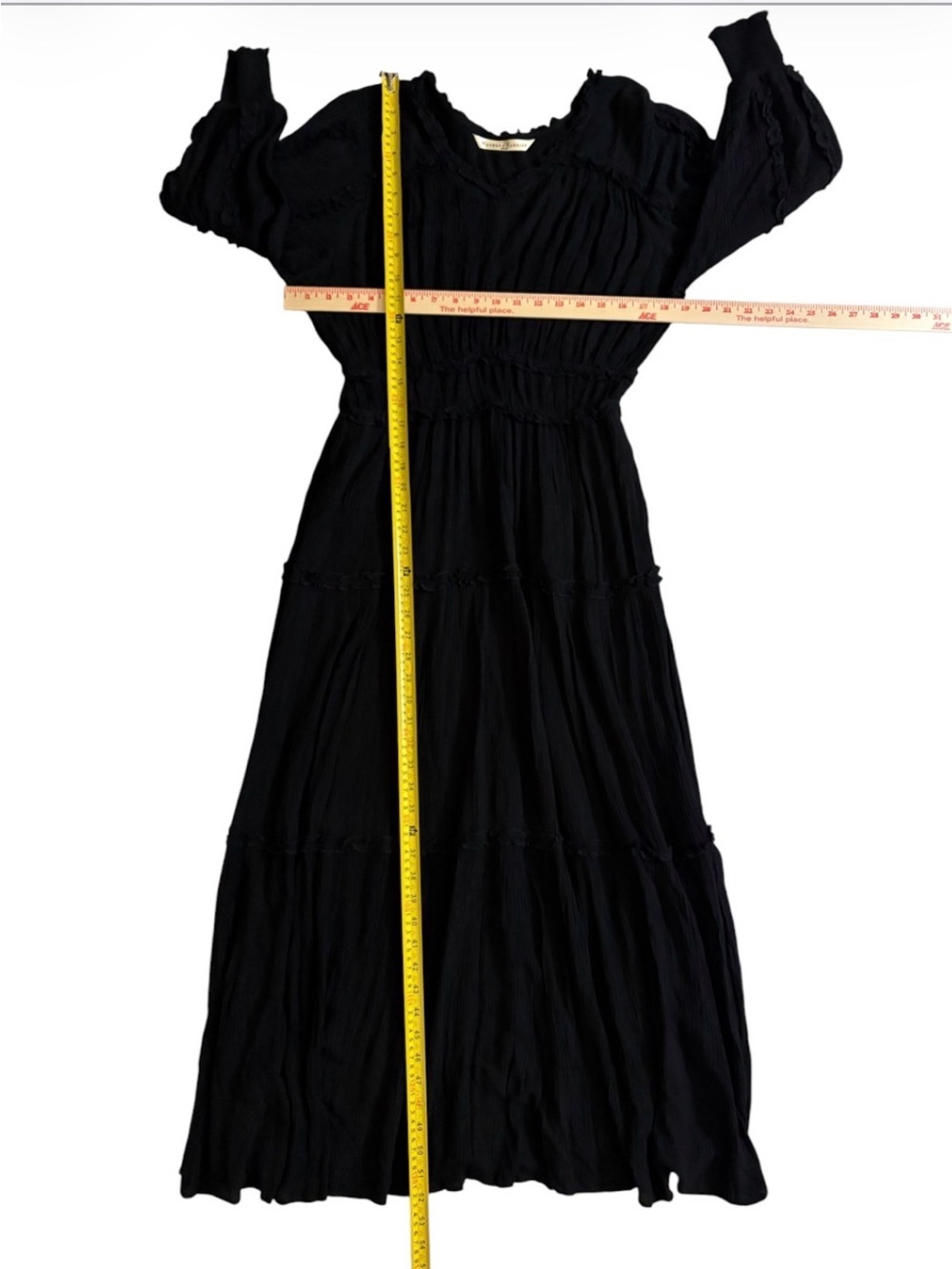 Wayward Fancies eShakti Black Dress Long Sleeve Ruffled - Picture 8 of 8